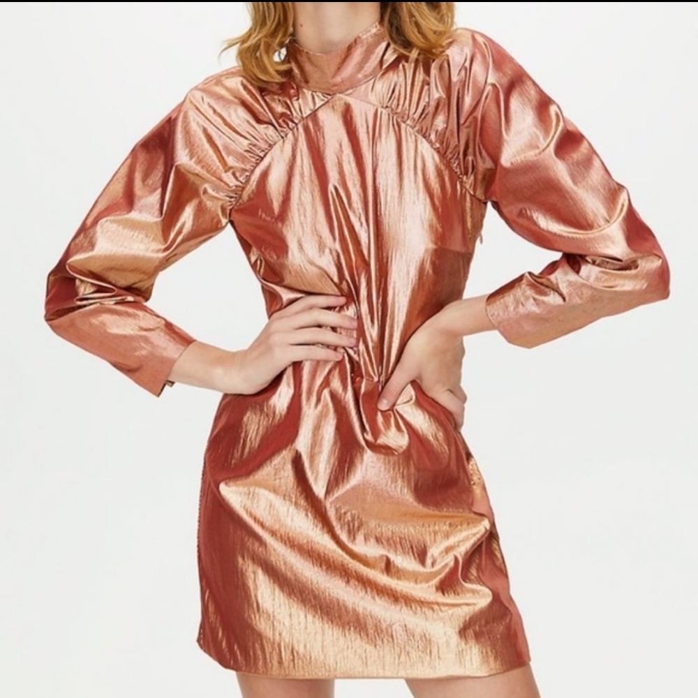 NWT Aritzia Little Moon Copper Metallic Sangria Dress Size 4